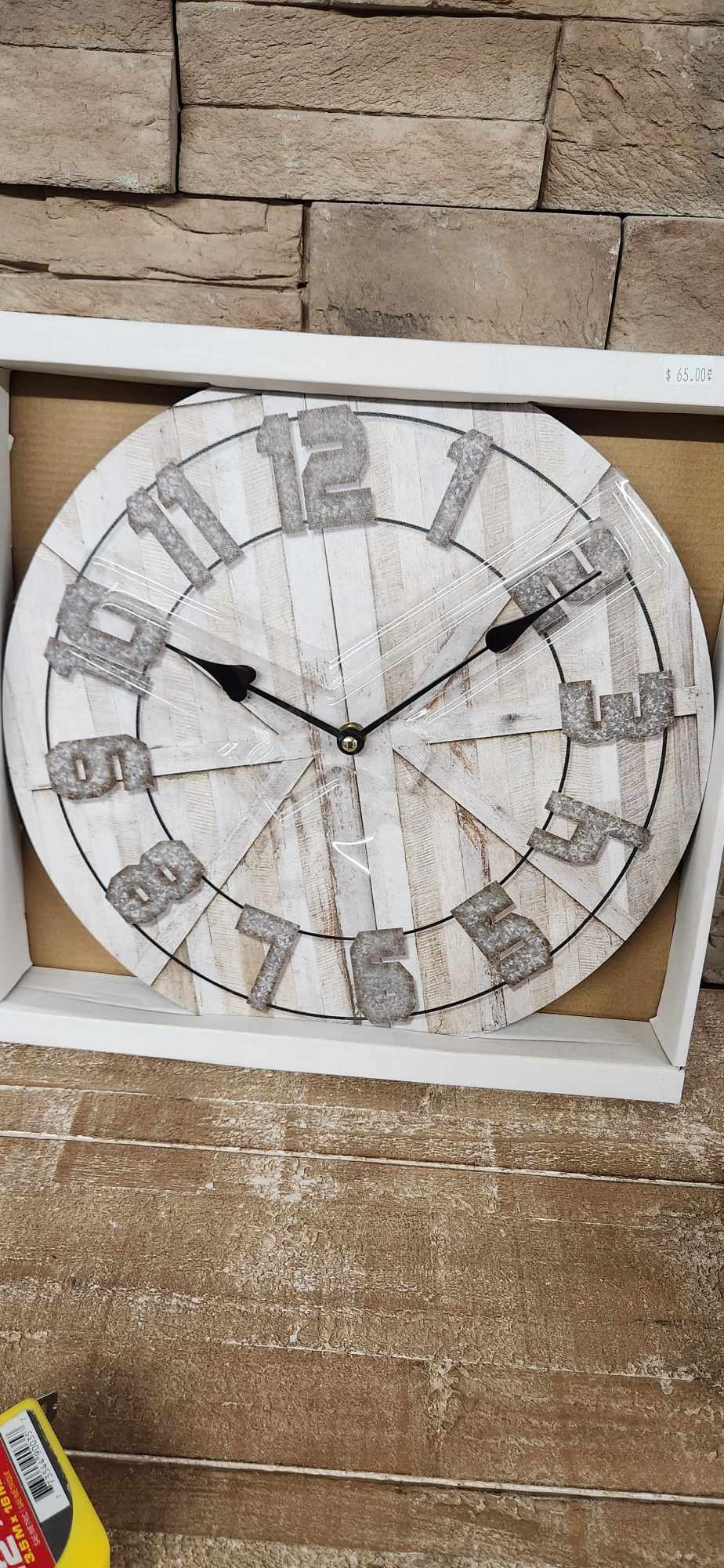 Horloge Faux bois / Vert de gris / Ronde