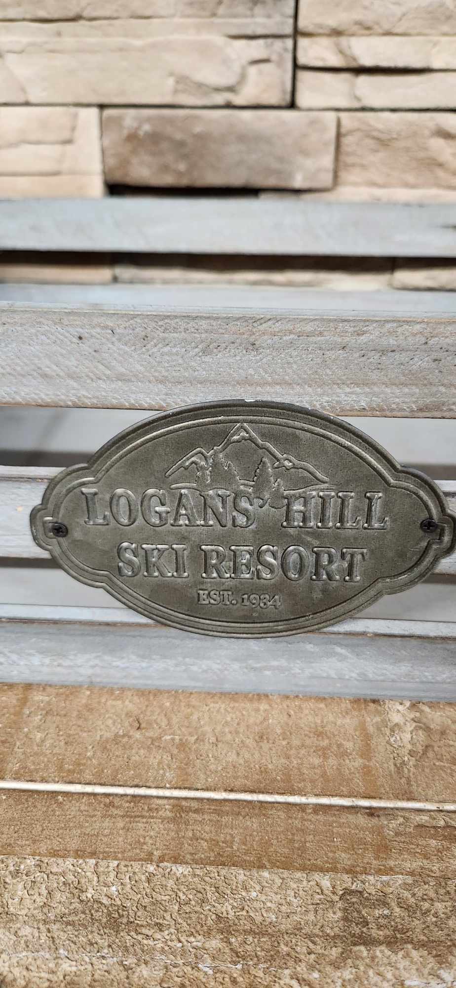Panier bois / Antique / Plaque métal / Poignée