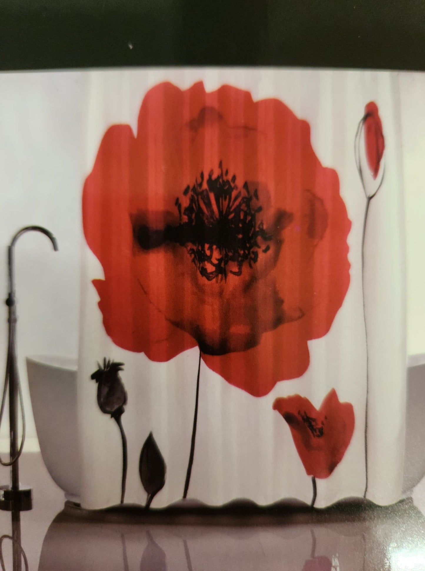 Centredepeinturedeco | Rideau-douche | Fleur rouge