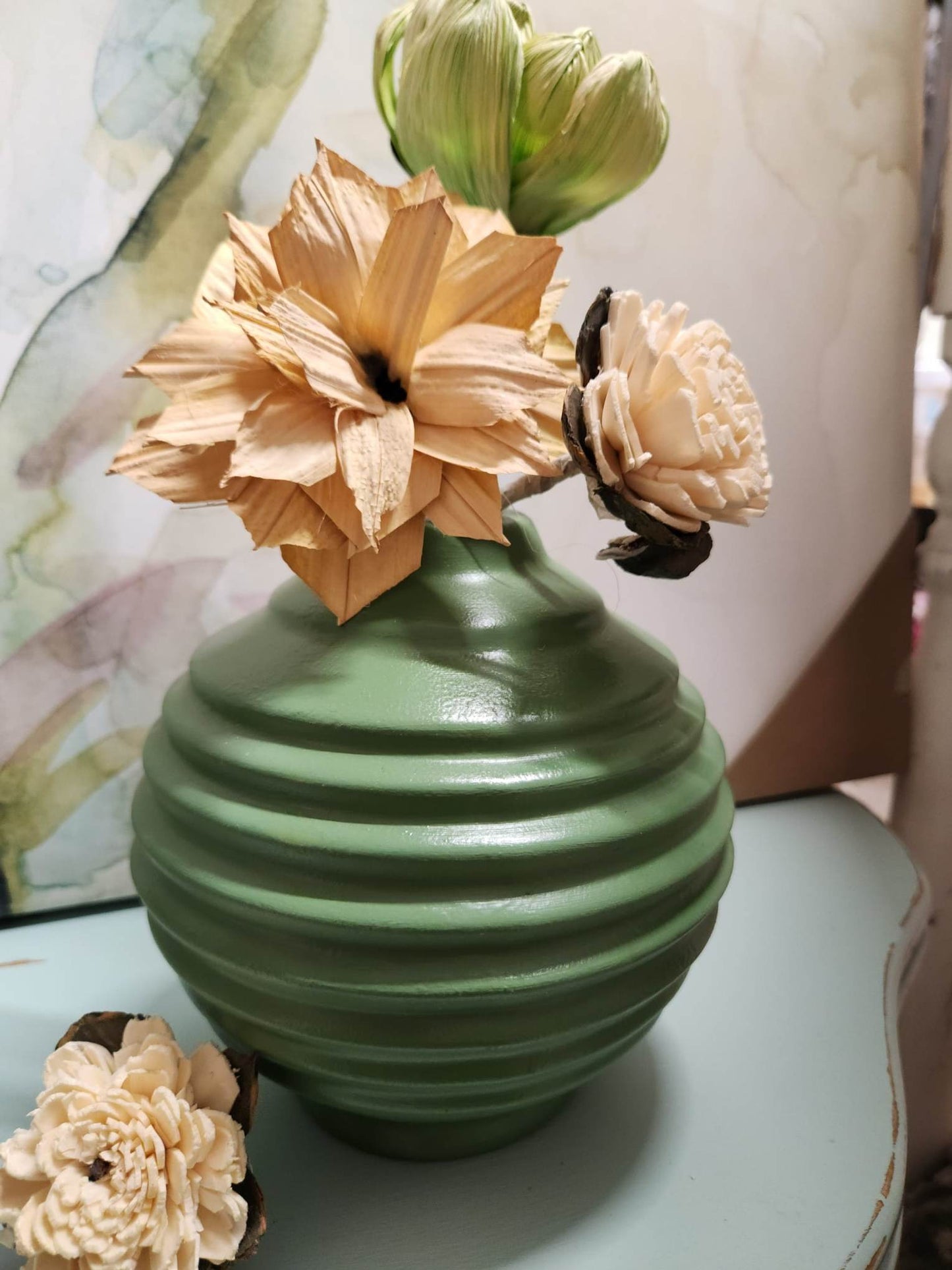 Vase vert |Peint à la main