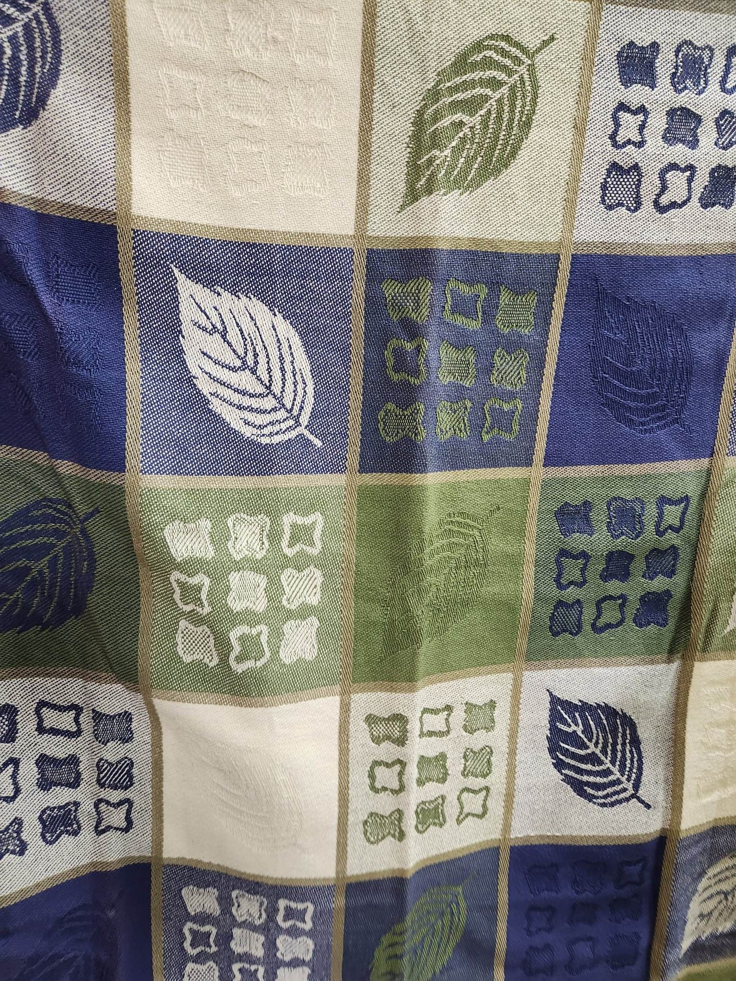 Jeté tissée | Verte | Bleu | Crème