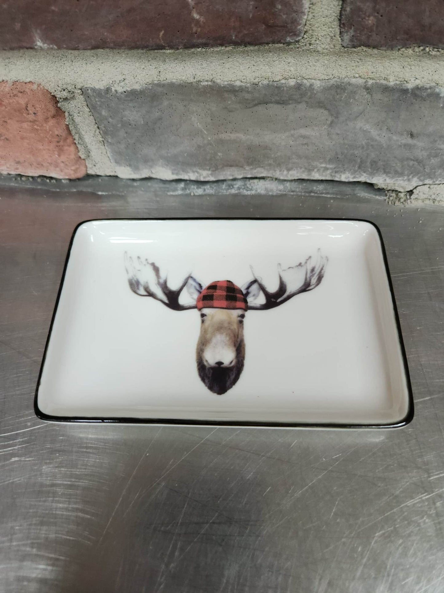 Petit Plateau orignal | Porcelaine | blanc | Noir | Rouge