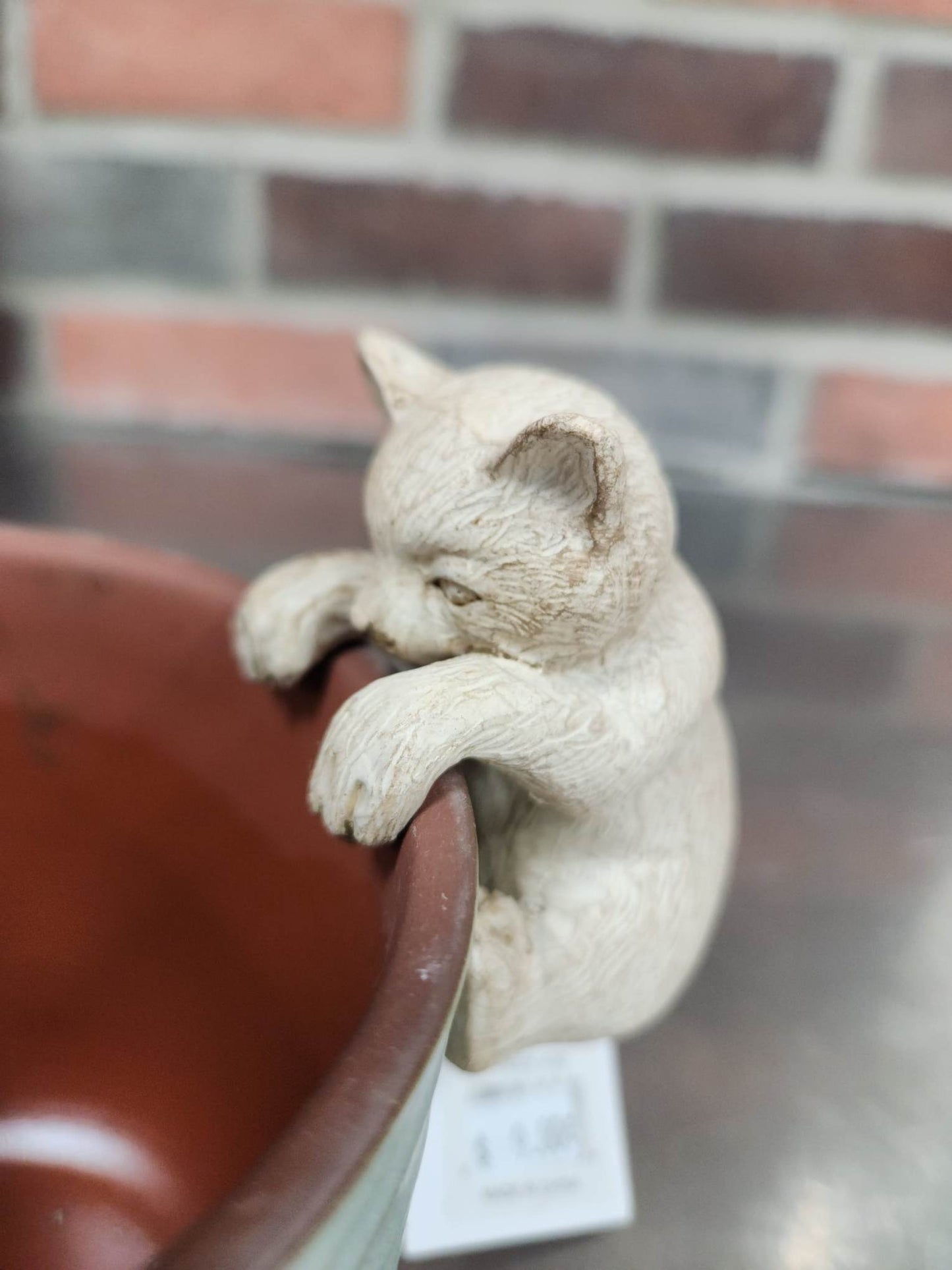 Chat suspendu | Céramique | Crème