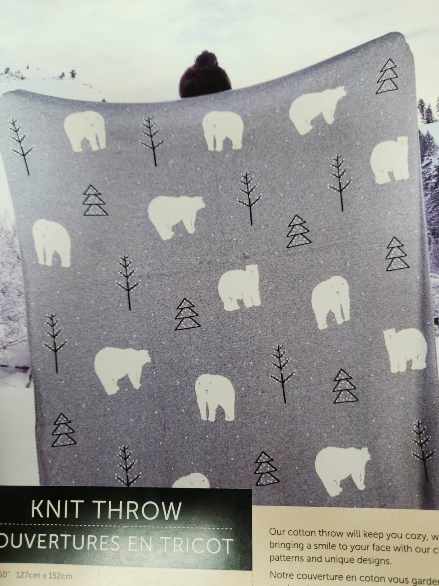 Jeté | Ours | Sapin | Gris