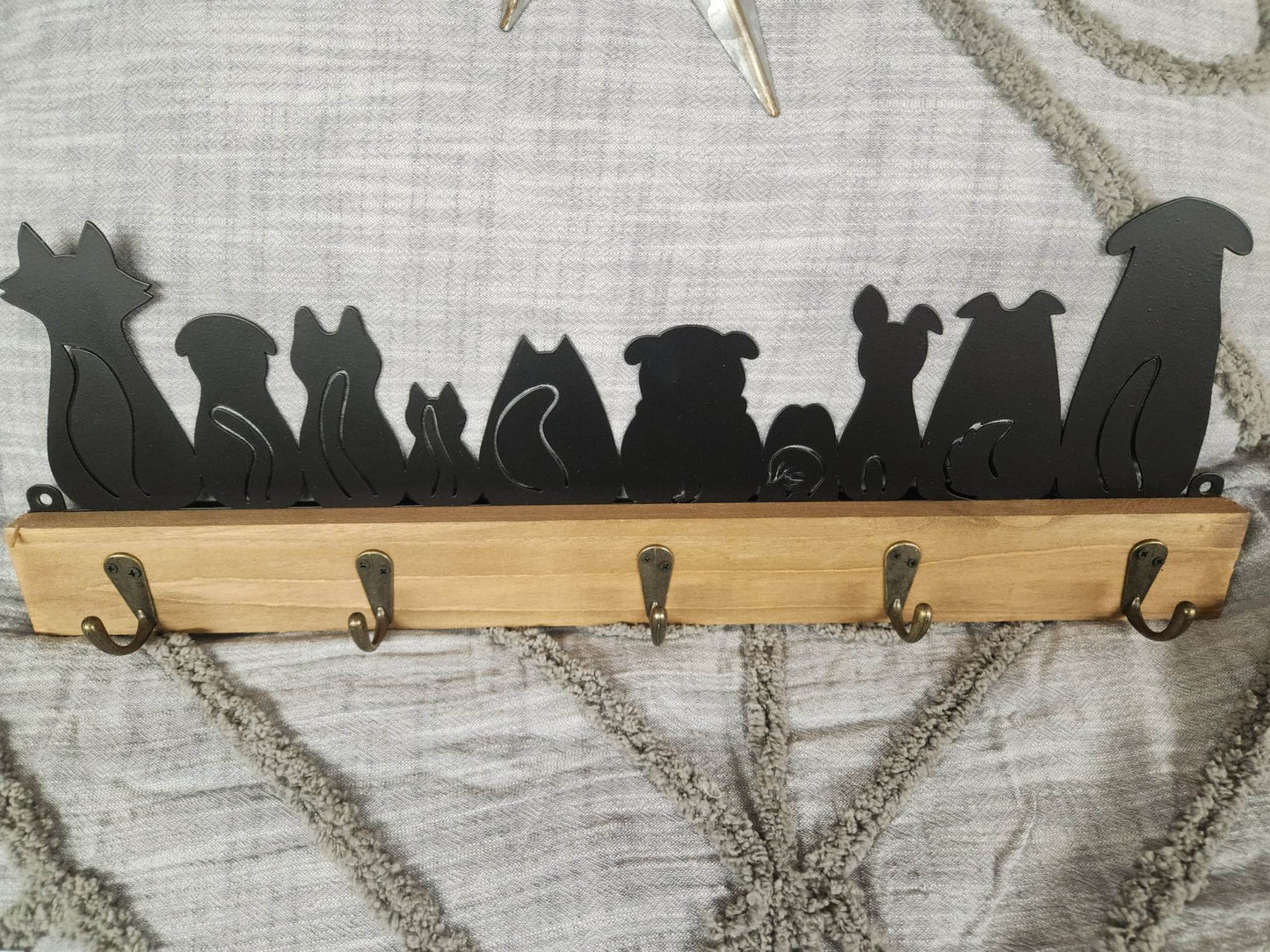 Crochet chats et chiens | Noir | Métal | Bois | Naturel